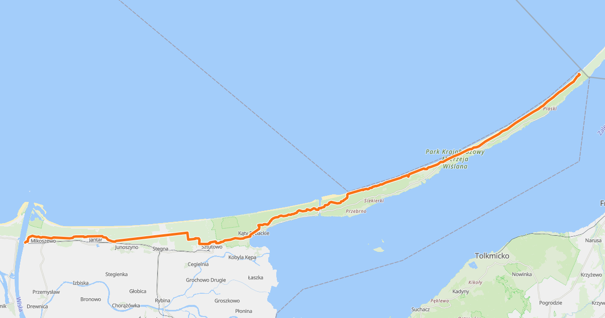 Trasa Rowerowa Mierzei Wiślanej - mapa | Velomapa